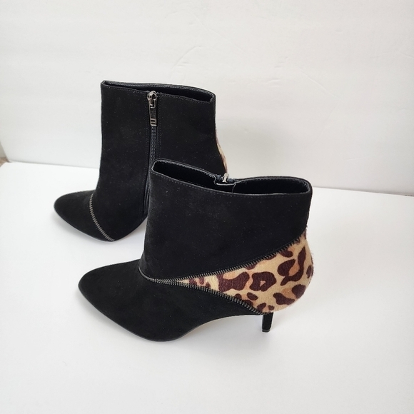 Kelly And Katie Faux Suede Leopard Print Pony Hair 4" Heel Ankle Boot Size 9 1/2 - Picture 8 of 13